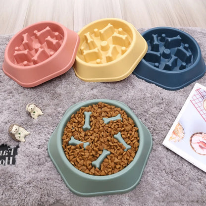 Pet Slow Food Bowl Cat/Dog Large Capacity Food Bowl to Relieve Anxiety, Anti-Choking, Non-Slip and Anti-Overturning Colored Bowl