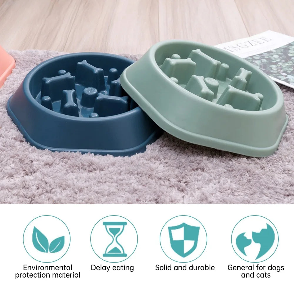 Pet Slow Food Bowl Cat/Dog Large Capacity Food Bowl to Relieve Anxiety, Anti-Choking, Non-Slip and Anti-Overturning Colored Bowl